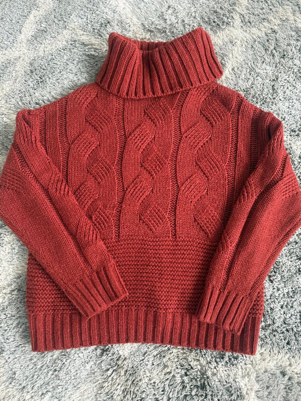 Burnt Orange Cable Knit Turtleneck Sweater – Medium